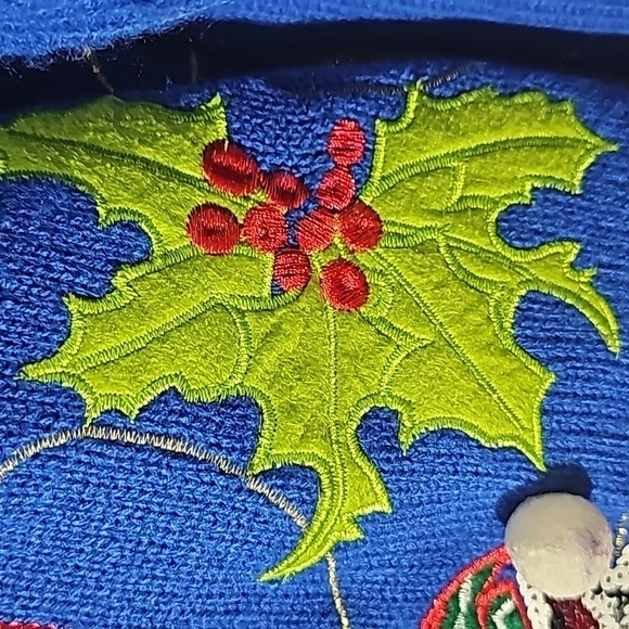 JOLLY,Christmas sweater.  Mens medium.‎ Bow tie. Snowman and more. - Picture 4 of 7